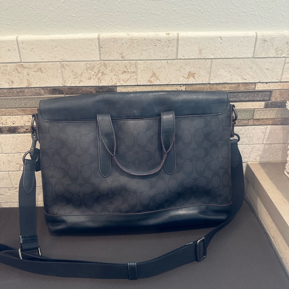 Coach Black Leather Laptop Bag - Picture 2 of 6